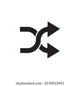 Shuffle icon black and white vector outline sign