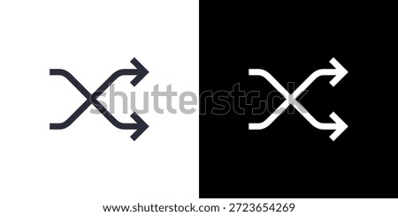 Shuffle icon concept with flat Black White Background. Vector illustration.