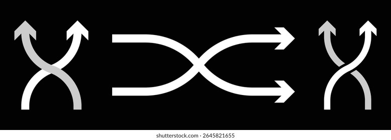 Shuffle icon, Crossed arrows, Media player button, Random music order, vector illustration