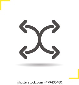 Shuffle icon. Drop shadow randomize symbol. Music player navigation button. Vector isolated illustration