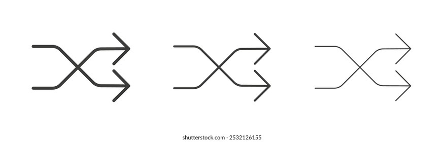 Shuffle icon in fill and three stroke sizes