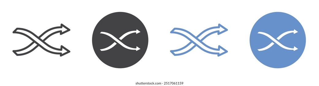 Shuffle icon flat line symbol set.