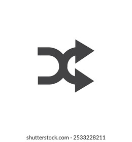 Shuffle icon Flat simple outline set