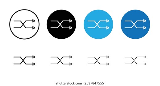 Shuffle icon Flat simple outline set