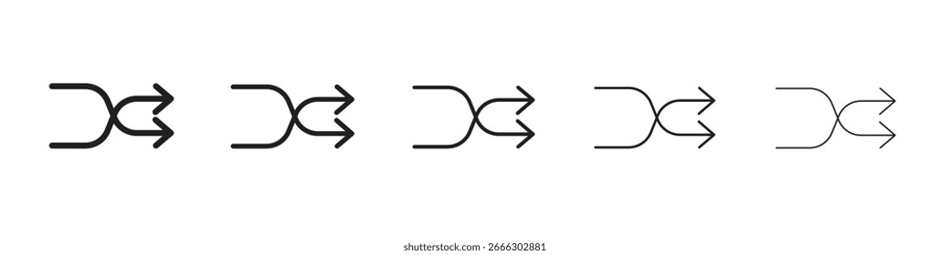 Colección de Vector de arte de línea de icono de barajar sobre fondo blanco
