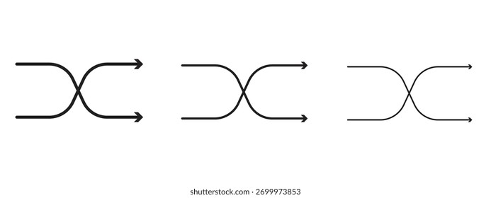 Muestra lineal del estilo del icono de la aleatoriedad para el concepto móvil y el Diseño web.
