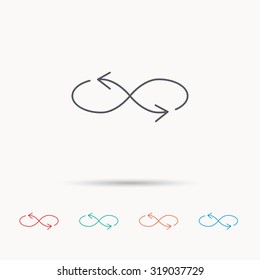 Shuffle icon. Mixed arrows sign. Randomize symbol. Linear icons on white background. Vector