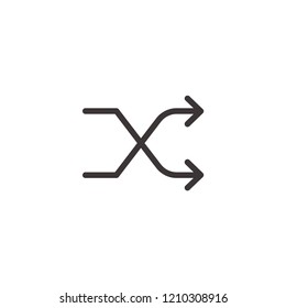 Shuffle icon, random sign, randomize simple thin line icon, linear pictogram