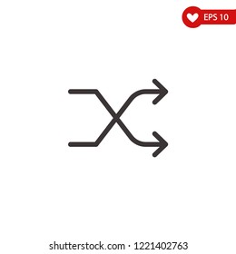 Shuffle icon, random sign, randomize simple thin line icon, linear pictogram