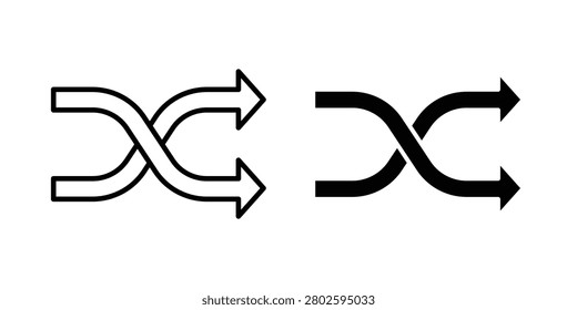 Shuffle icon simple vector outline and fill.