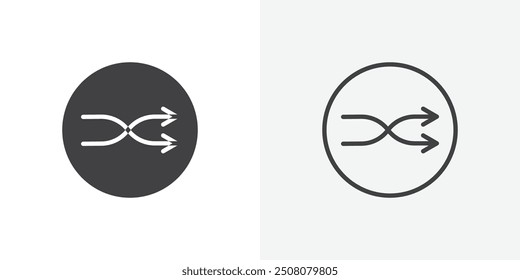 Shuffle icon in solid and outlined style