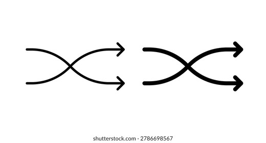 Shuffle icon thin line and clipart style vector set