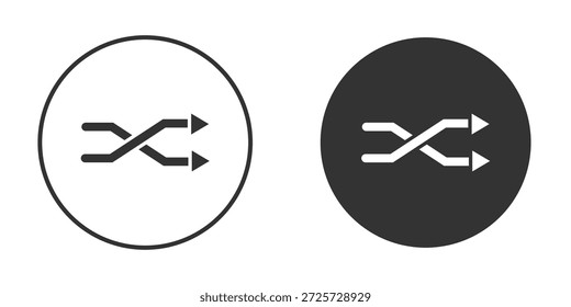Shuffle-Symbol in trendigem, flachem Schwarz-Weiß. geeignet für Grafikdesign