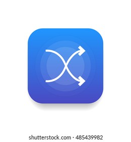 Shuffle icon vector, clip art. Also useful as logo, square app icon, web UI element, symbol, graphic image, silhouette and illustration.