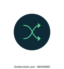 Shuffle icon vector, clip art. Also useful as logo, circle app icon, web UI element, symbol, graphic image, silhouette and illustration.