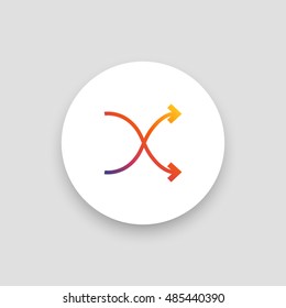 Shuffle icon vector, clip art. Also useful as logo, circle app icon, web UI element, symbol, graphic image, silhouette and illustration.