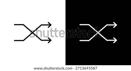 Shuffle icon vector logo outline. thin line symbols