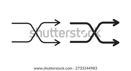 Shuffle icons designed in filled, outline, line and stroke style