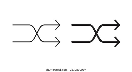Shuffle icons in solid black and outlined style