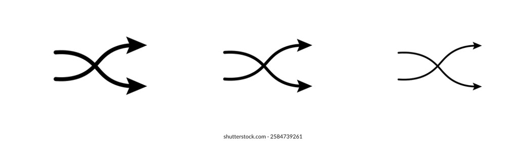 Shuffle icons in three different stroke lines