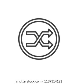 Shuffle music player button outline icon. linear style sign for mobile concept and web design. aleatory simple line vector icon. Symbol, logo illustration. Pixel perfect vector graphics