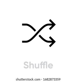Shuffle music player icon. Editable line vector. Element of crossed curved arrows. Single pictogram.