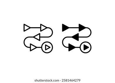 Shuffle and Play Icon in Outline and Solid Style Vector