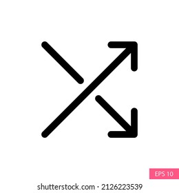 Shuffle, Random or Mix media vector icon in line style design for website design, app, UI, isolated on white background. Editable stroke. EPS 10 vector illustration.