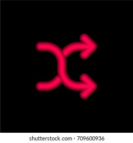 Shuffle red glowing neon ui ux icon. Glowing sign logo vector