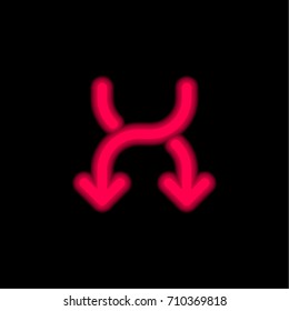 Shuffle red glowing neon ui ux icon. Glowing sign logo vector