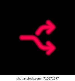 Shuffle red glowing neon ui ux icon. Glowing sign logo vector