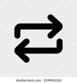 Ajustar el icono Repetir esquema en fondo transparente, aplicación básica e icono de línea negrita de la interfaz de usuario web, EPS10