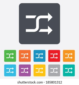 Shuffle sign icon. Random symbol. Rounded squares 11 buttons. Vector