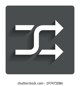 Shuffle sign icon. Random symbol. Gray flat button with shadow. Modern UI website navigation. Vector