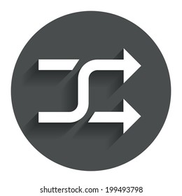 Shuffle sign icon. Random symbol. Circle flat button with shadow. Modern UI website navigation. Vector