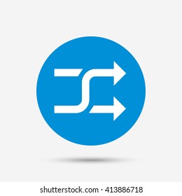Shuffle sign icon. Random symbol. Blue circle button with icon. Vector