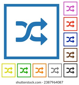 Shuffeln Sie feste, flache Farbsymbole auf weißem Hintergrund