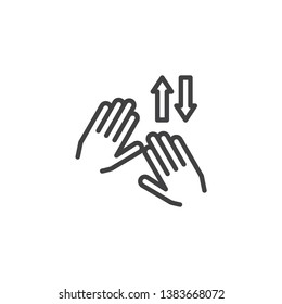 Shuffle tap line icon. Swipe up and down Hand Click linear style sign for mobile concept and web design. Two hand touch gesture outline vector icon. Symbol, logo illustration. Pixel perfect vector 