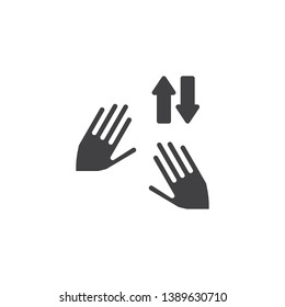 Shuffle tap vector icon. Swipe up and down Hand Click filled flat sign for mobile concept and web design. Two hand touch gesture glyph icon. Symbol, logo illustration. Pixel perfect vector graphics
