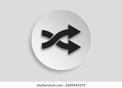 Shuffle vector icon in flat design, perfect for music apps, random order, playlist, media control, and interface usage.