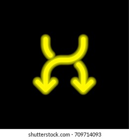 Shuffle yellow glowing neon ui ux icon. Glowing sign logo vector
