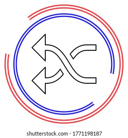 icono de barrido, orden de cambio, signo aleatorio - símbolo de música vectorial, símbolo de barrido aleatorio - signo de lista de reproducción del álbum - icono aleatorio. Pictograma de línea delgada - trazo editable de contorno