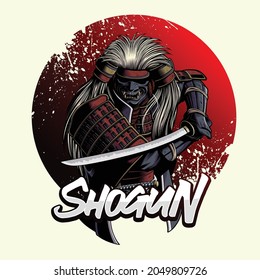 shugon. samurai warrior hand drawn vector