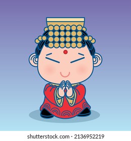 Shui Wei Sheng Niang. Ruby-Göttin, Chinesisch von Gott, Cute Cartoon-Charaktergrafik