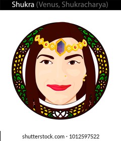 Shukra (Venus, Shukracharya). Vector illustration for astrology. Vedic culture. Jyotish.
