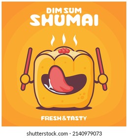 shumai cartoon. vector illustration of dim sum, chinese food, asian cuisine. with a funny expression