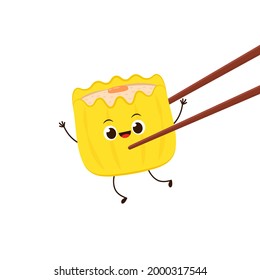 Shumai character design. Shumai vector. Shumai in Chinese food.