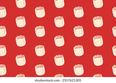 shumai chinese dumpling flat design style seamless pattern on red background for restaurant and cafe decor and merchandise. seamless pattern of shumai chinese dim sum vector background 