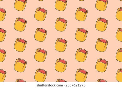 shumai chinese dumpling illustration seamless pattern on pink background for restaurant and cafe decor and merchandise. seamless pattern of shumai chinese dim sum vector background 