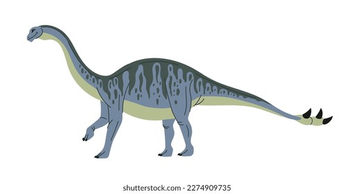 Shunosaurus, sauropod dinosaur with spines on tail. Prehistoric dinosaur ancient animal cartoon character. Vector dino of jurassic period